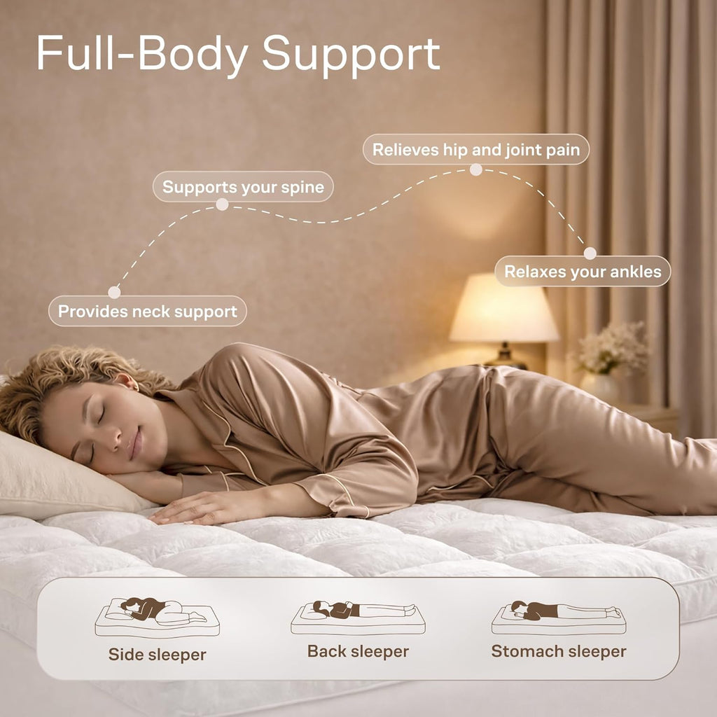 Ultra-Thick Shredded Memory Foam Queen Size Mattress Topper - Breathable & Balanced Pad for Back Pain Relief with