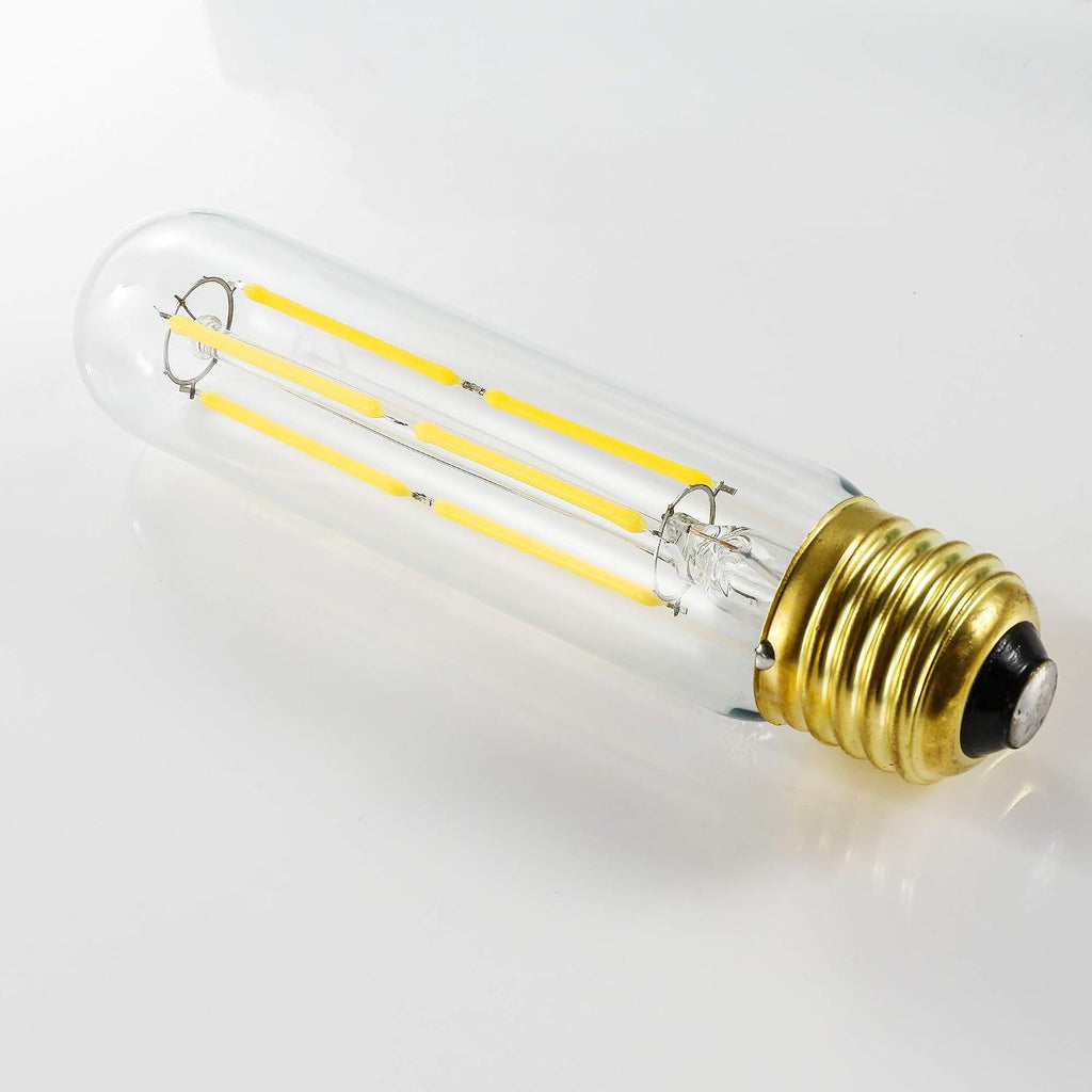 T10 Led Bulb,Dimmable Led Tubular Bulbs 6W,Equivalent 60Watt,Daylight 4000K, 600LM, Clear Glass,E26 Base Vintage LED