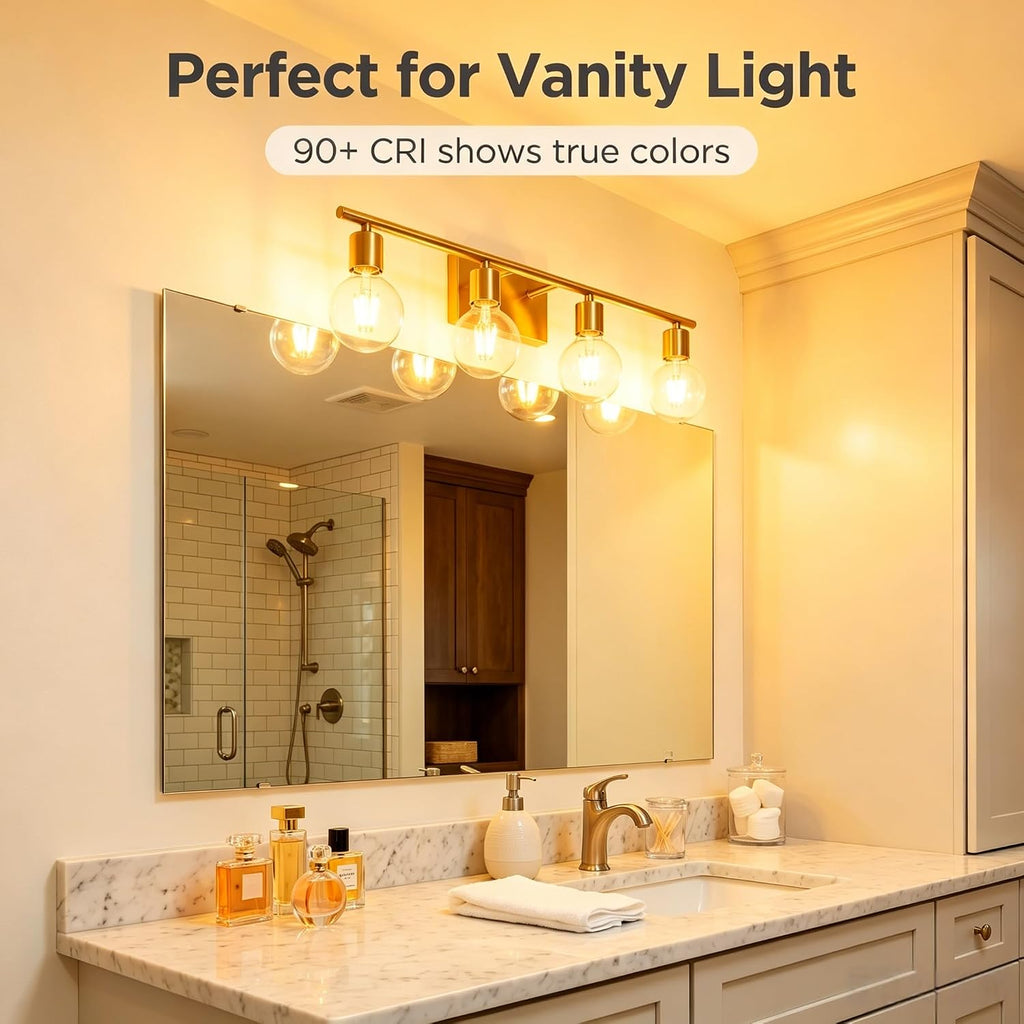 G25 LED Globe Light Bulbs, 60W Equivalent 500 Lumens, E26 Base Dimmable 2700K Soft Warm White, CRI 90+ Edison Vanity