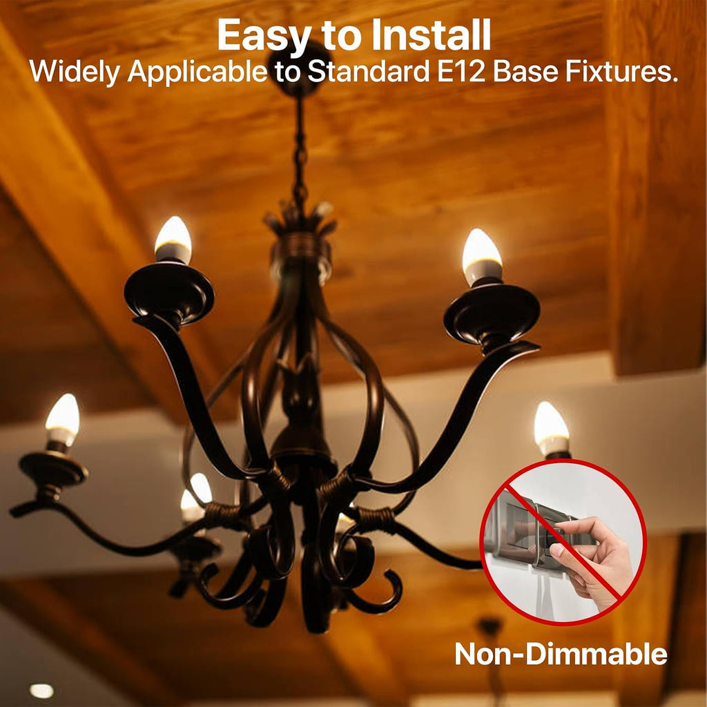 E12 Candelabra LED Bulb 40 Watt, 3000K Warm White B11, 6 Pack