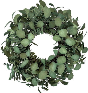 Eucalyptus Wreaths for Front Door 24 Inch, Green Boxwood Greenery Wreath, Artificial Foliage Wreath for Summer Indoor