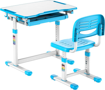 Kids Desk and Chair Set, Height Adjustable Sturdy, Kid Study Workstation and Chair Set for Boys, Home School, Arts