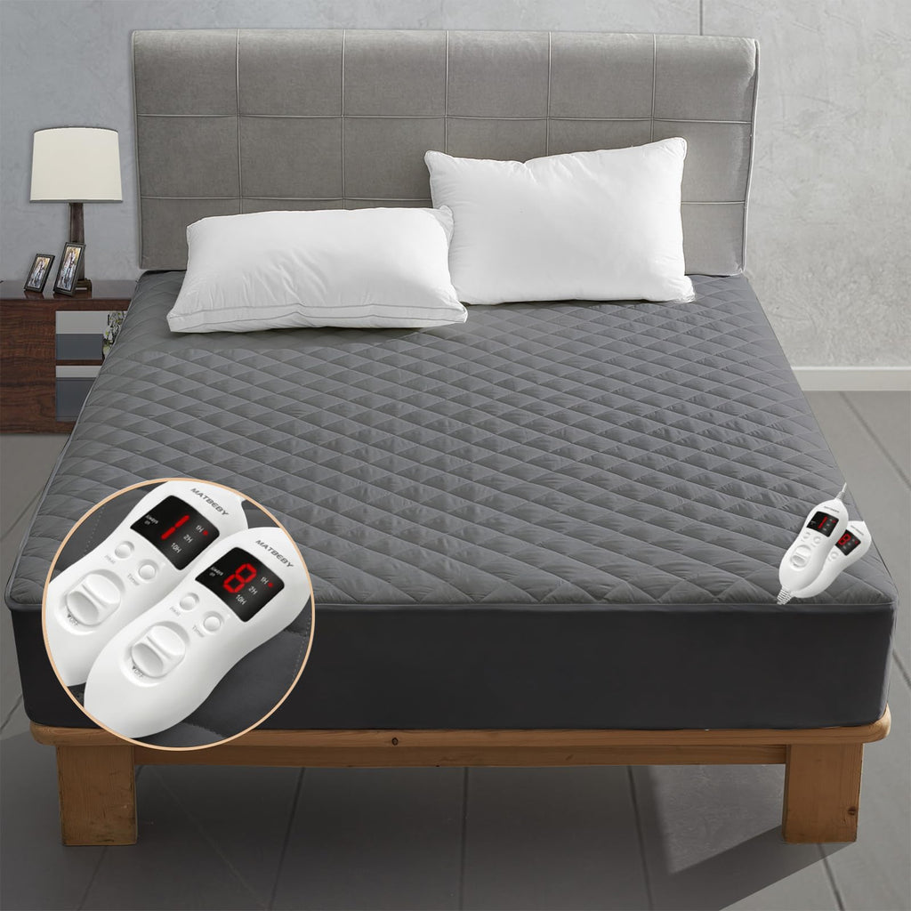 Heated Mattress Pad King Size, Electric Mattress Pad Cover w/Dual Control 8 Heating Settings, Bed Warmer w/ 4 Auto