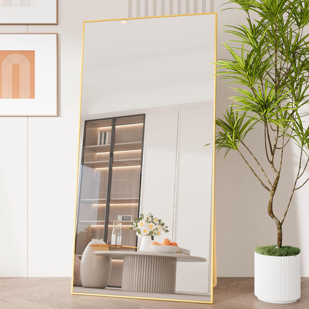 71"x32" Full Length Mirror, Gold Floor Mirror