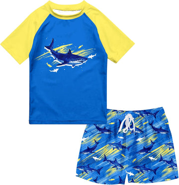 Boys Swim Set Rash Guard Swimsuits Two Piece