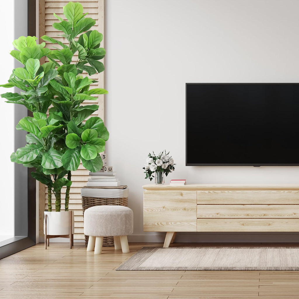6ft Artificial Fiddle Leaf Fig Tree in Pot Faux Fiddle Leaf Fig Tree Large Artificial Tree for Indoor Outdoor House