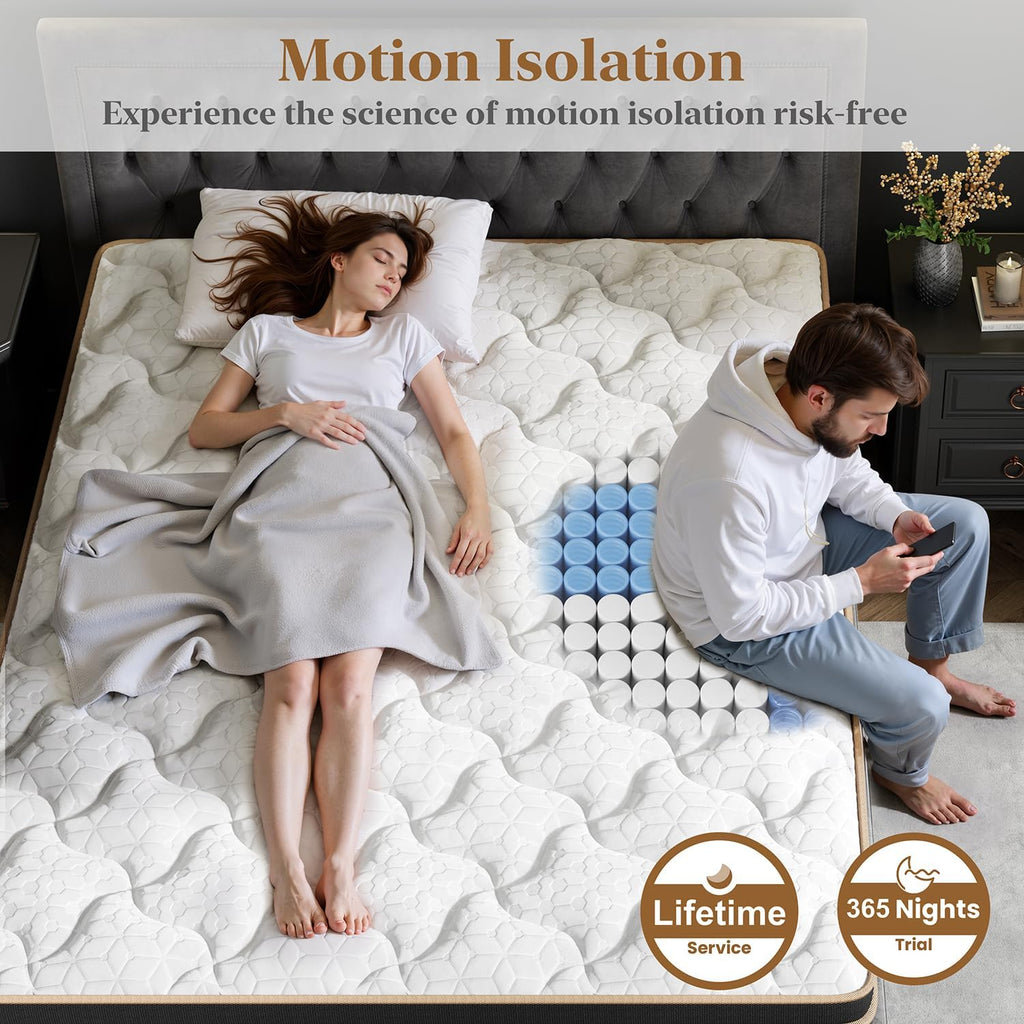 Firm King Mattress 14 Inch, Cooling Hybrid Bed in a Box, CertiPUR-US | Zones Individual Pocket Spring, Extra