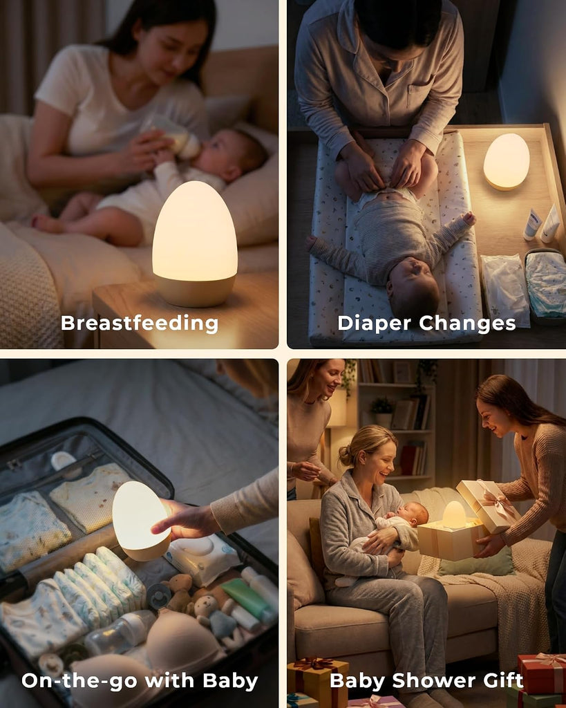 Egg Light, Eye-Caring Touch Control Rechargeable Baby Night Light with 17 Color Modes, Dimmable Night Feeding Egg