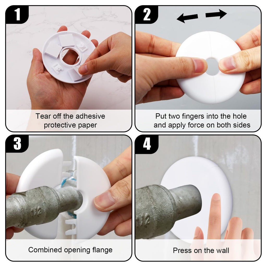 3pcs Wall Split Flange, Plumbing Cover Plates (White)