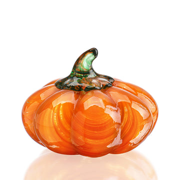 Blown Glass Pumpkin Figurine Orange Crystal Harvest Fall Thanksgiving Decor