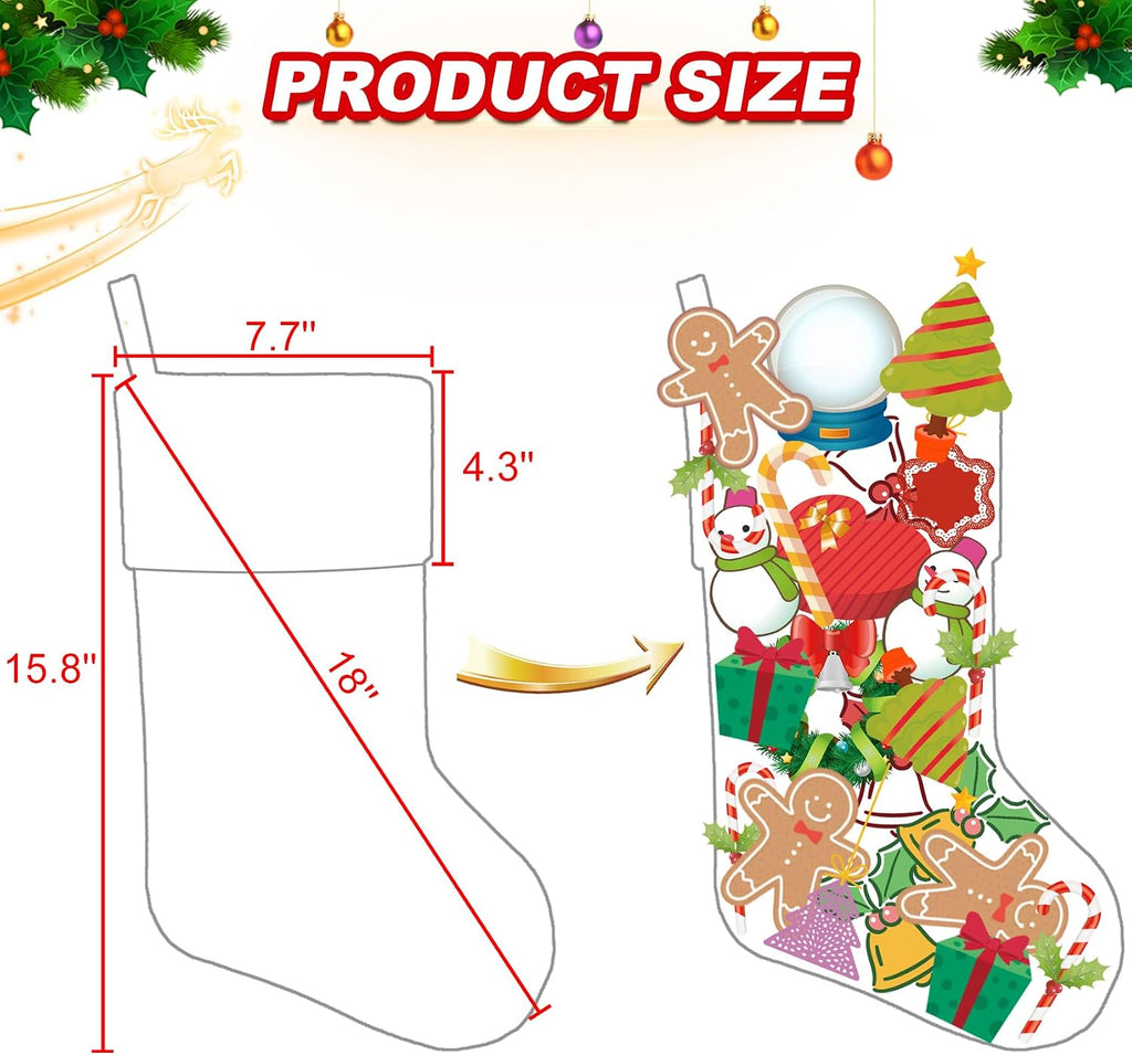 18" Dia Personalized with Embroidered Names, Lovely Christmas Angel Designs Quality Linen Stockings for Holiday