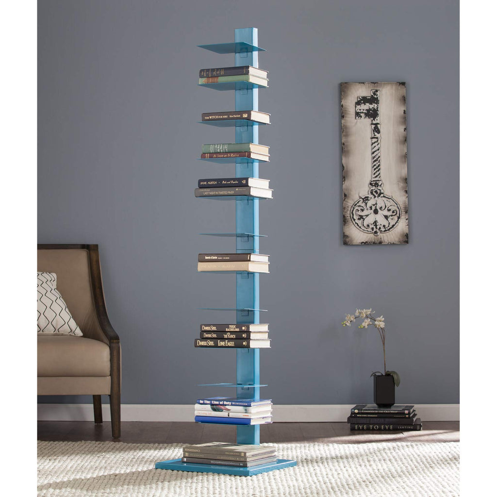 12 shelves Metal Spine Book Tower, Blue