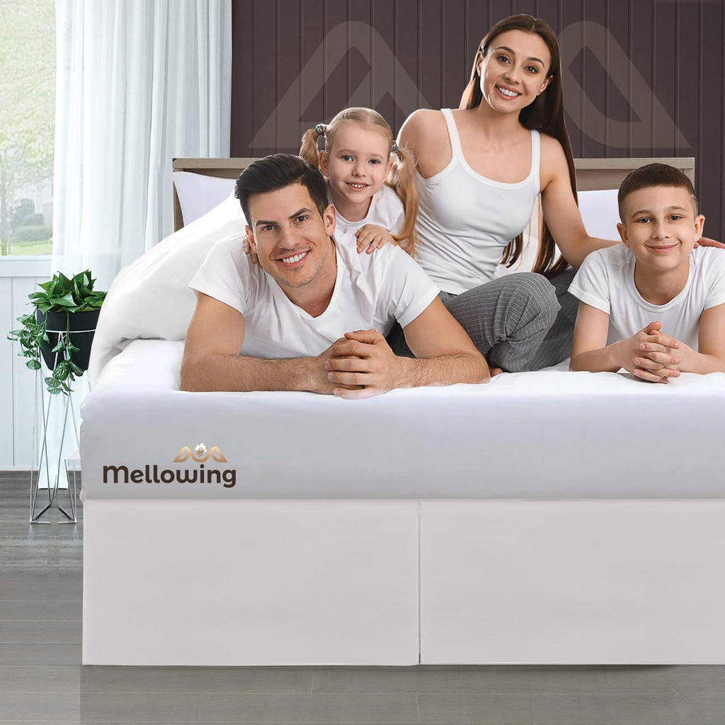 Pleated Bed Skirt with Platform Three Sided Coverage 14 inch Tailored Drop Brushed Microfiber Pleated Bed Skirt with
