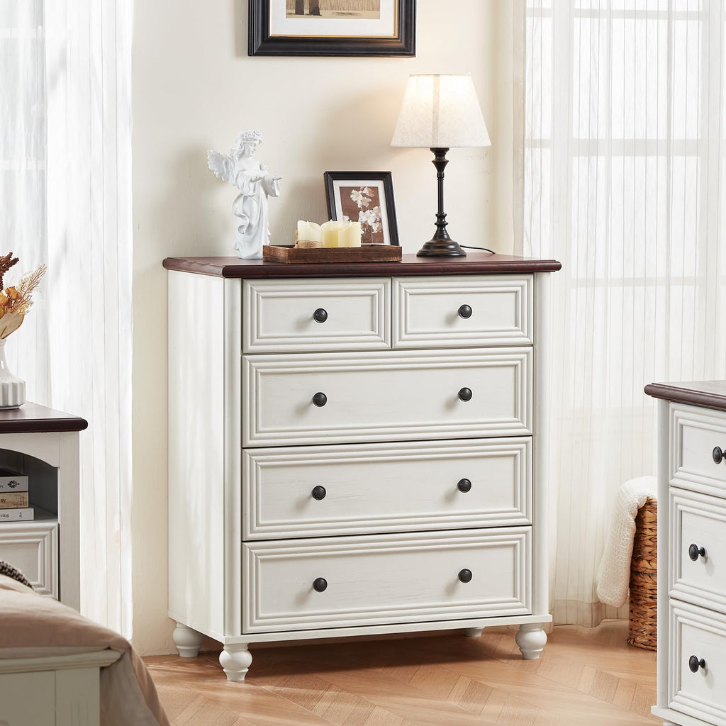 Farmhouse 5 Drawer Dresser Set of 2, 35.5" Small Dressers