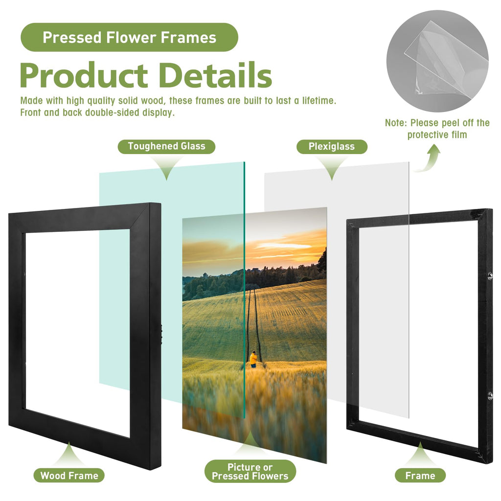 8X10 Floating Picture Frame Solid Wood Black(1 Pack)