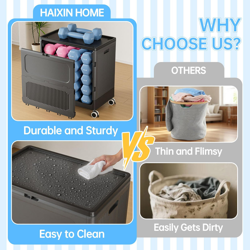 Black Foldable Clothes Hamper for Industry 130L 2 Pack