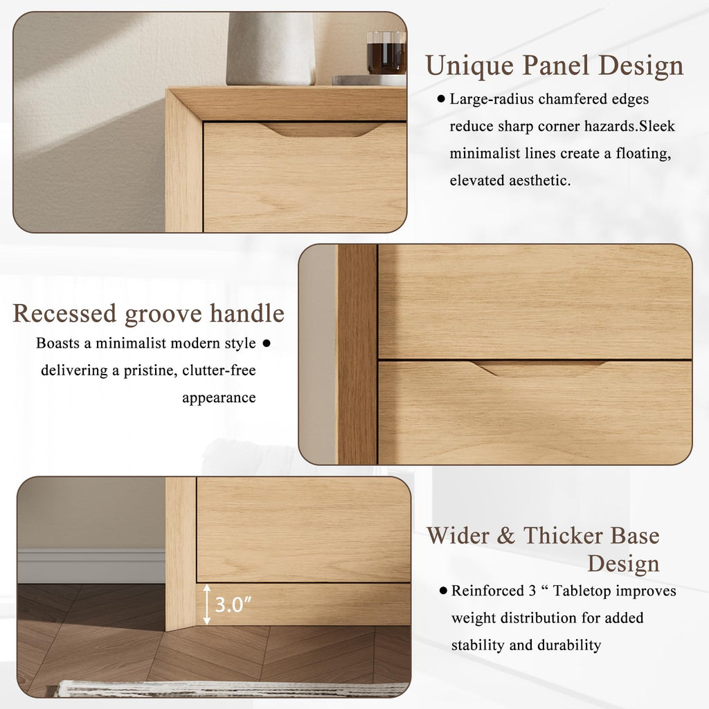 Natural Oak 8 Drawer Dresser, 55" Wide Chest of Drawers