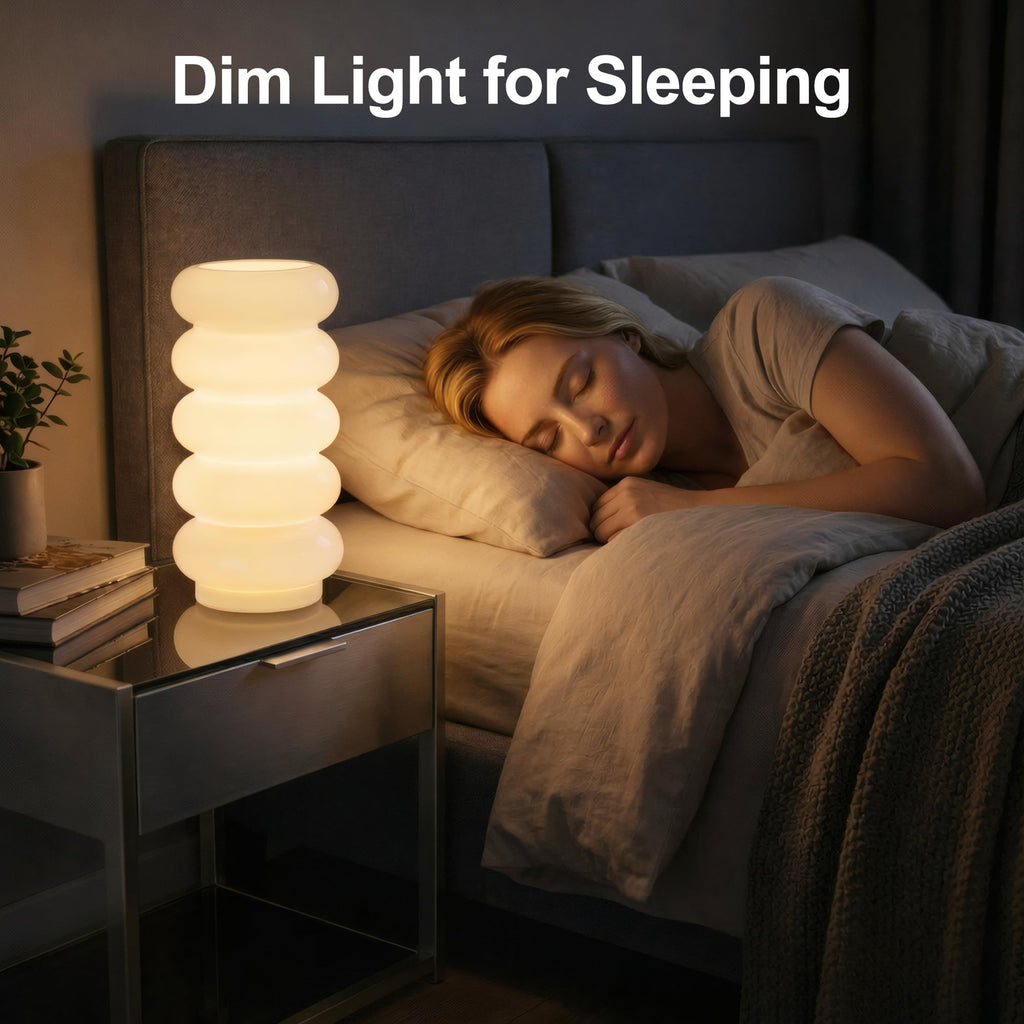 10.4 Inch Glass Table Lamp, Stepless Dimmable Nightstand Lamp, E12 Base