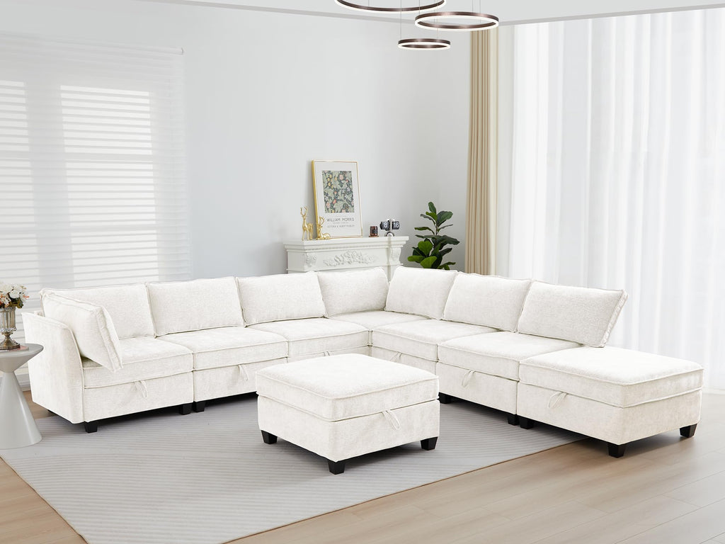 Oversize Corner Modular Sectional Sofa Set, Convertible L Shaped Couch with Storage, 8 Seater Sofa Modular with