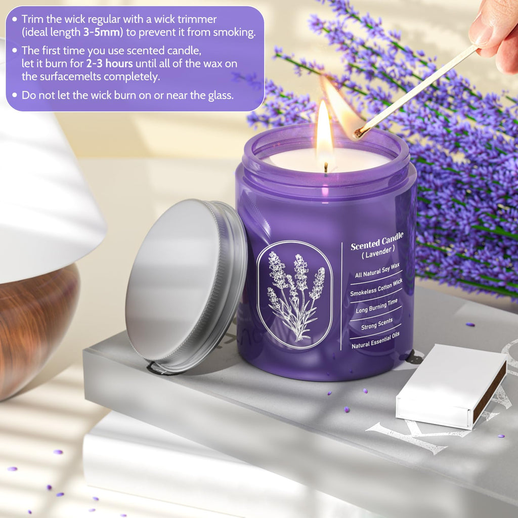 Lavender Scented Soy Candle for Women & Men, 7.6 Oz, 2 Packs