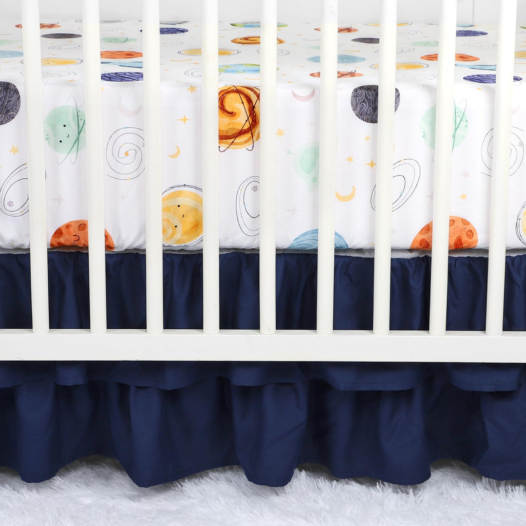 3 Piece Baby Crib Bedding Set for Boys, Planets
