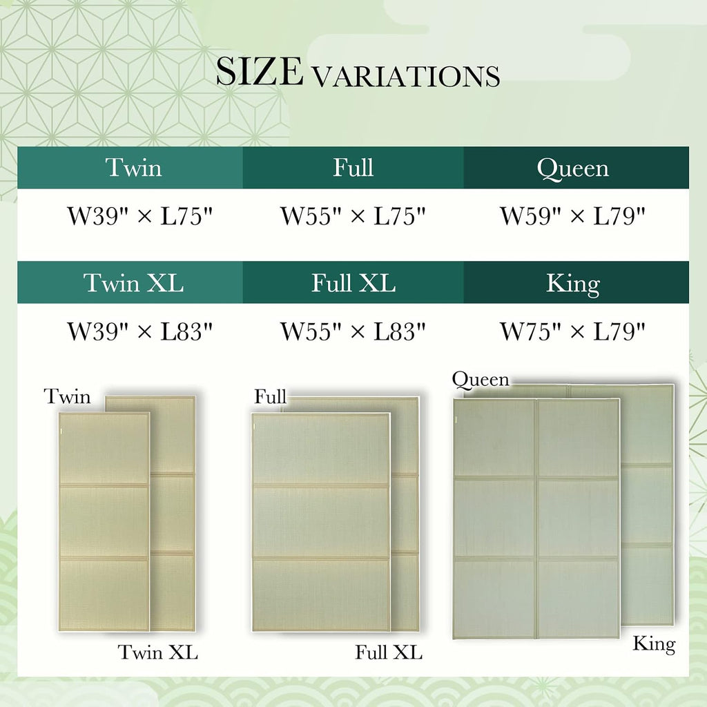Tatami Mattress, Foldable Igusa Rush Grass, Natural, XL