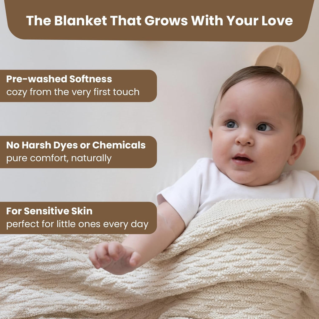 Nora Organic Cotton Baby Blanket 30x40, Earth Ivory