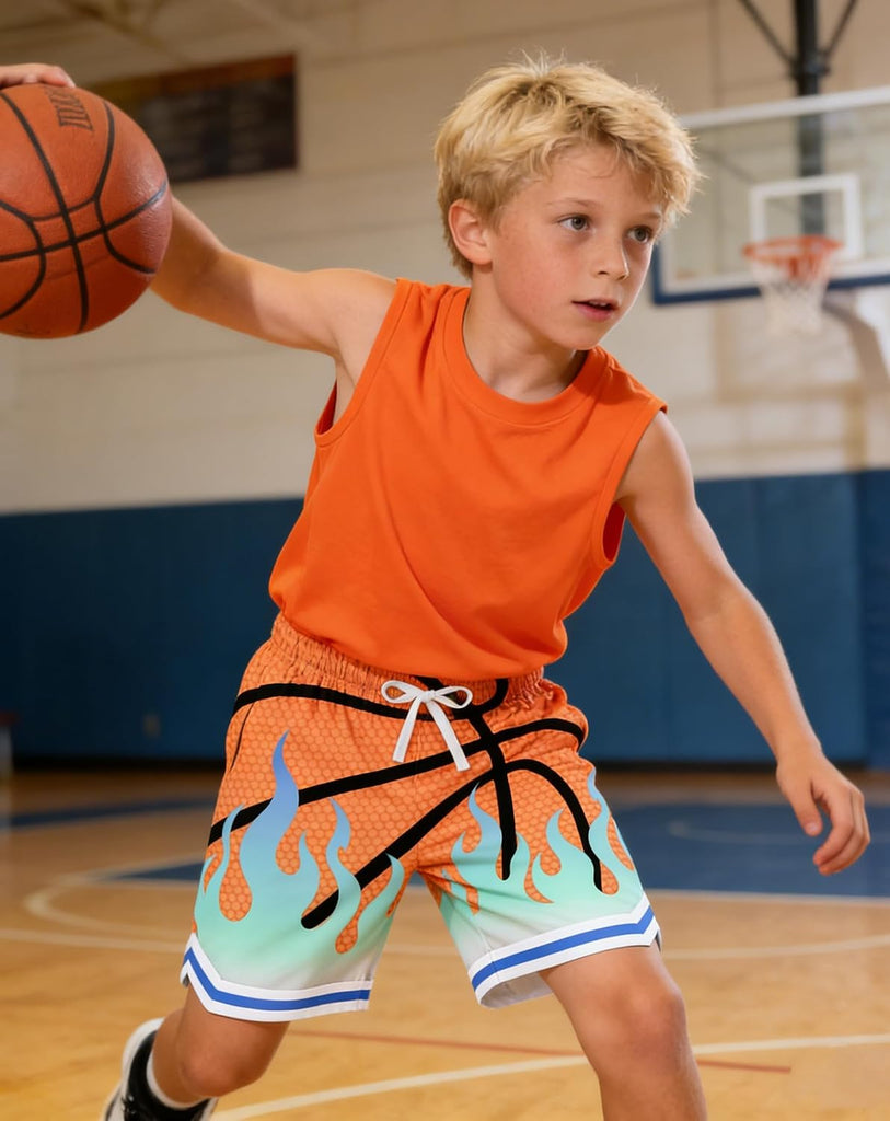 Boys Athletic Shorts Breathable Quick Dry Mesh Basketball Shorts
