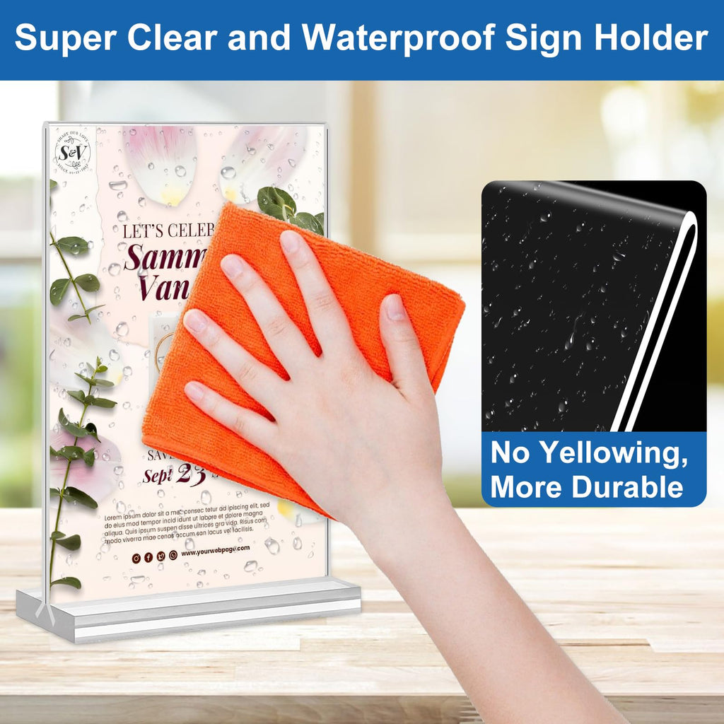 Acrylic Sign Holder 4x6, 20 Pack Clear Table Vertical Double Sided Table Menu Display, Plastic Desktop Picture Frames