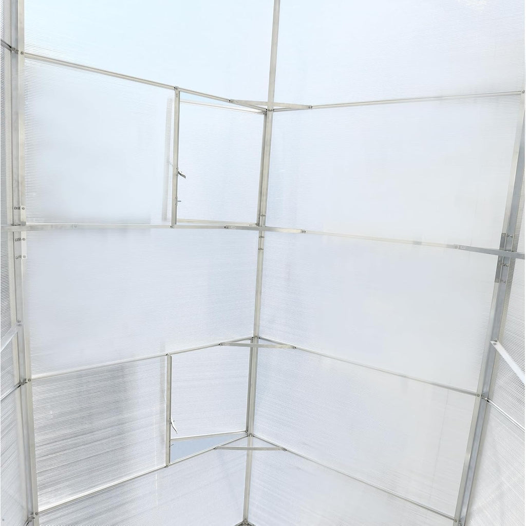 10x7 FT Greenhouse,Polycarbonate Heavy Duty Outdoor Aluminum Walk-in Green House Kit with Rain Gutter and Vent,Plant
