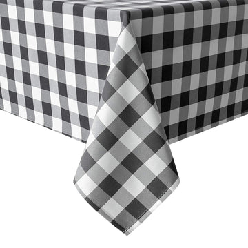 60 x 120 Inch Checkered Tablecloth Rectangle, Black and White