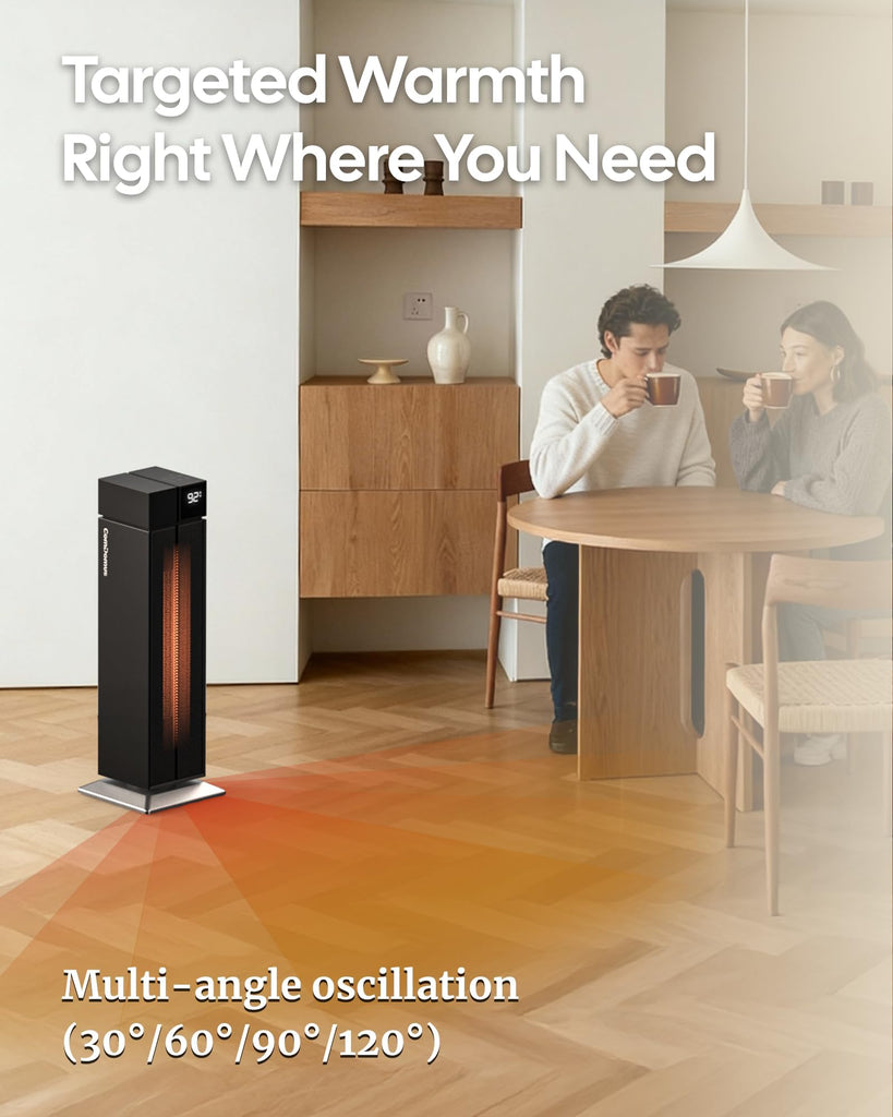 Space Heater Large Room, 25" Black Electric Heaters for Indoor Use