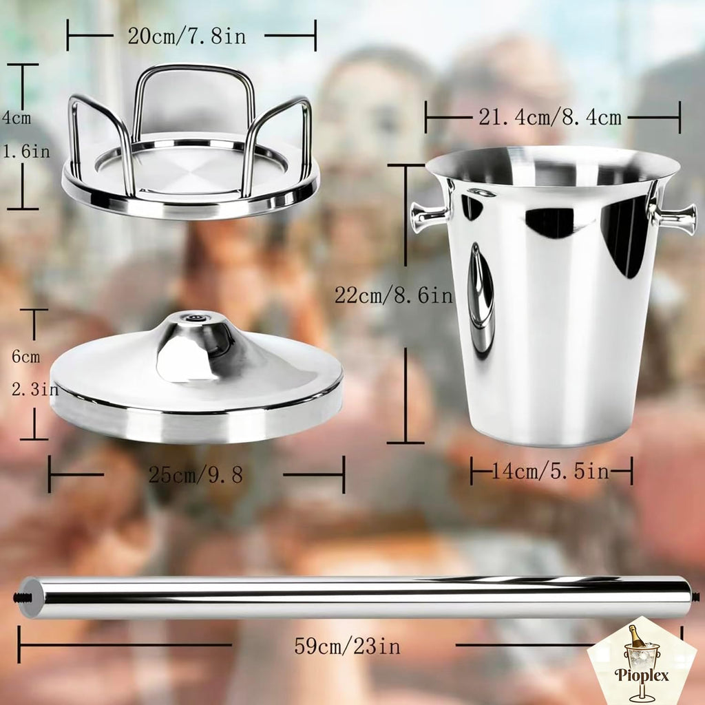 Ice Bucket Champagne Ice Bucket with Stand for Party Stainless Steel Stand Champagne Barrel, Wine Bar, for Beer Bar