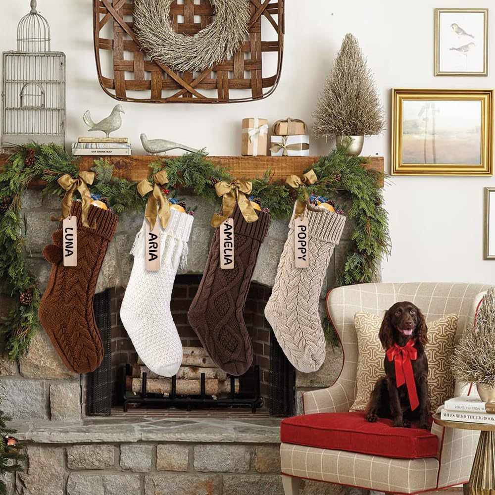 In Christmas Knit Hanging Stocking Xmas Home Decoration - Set of 4