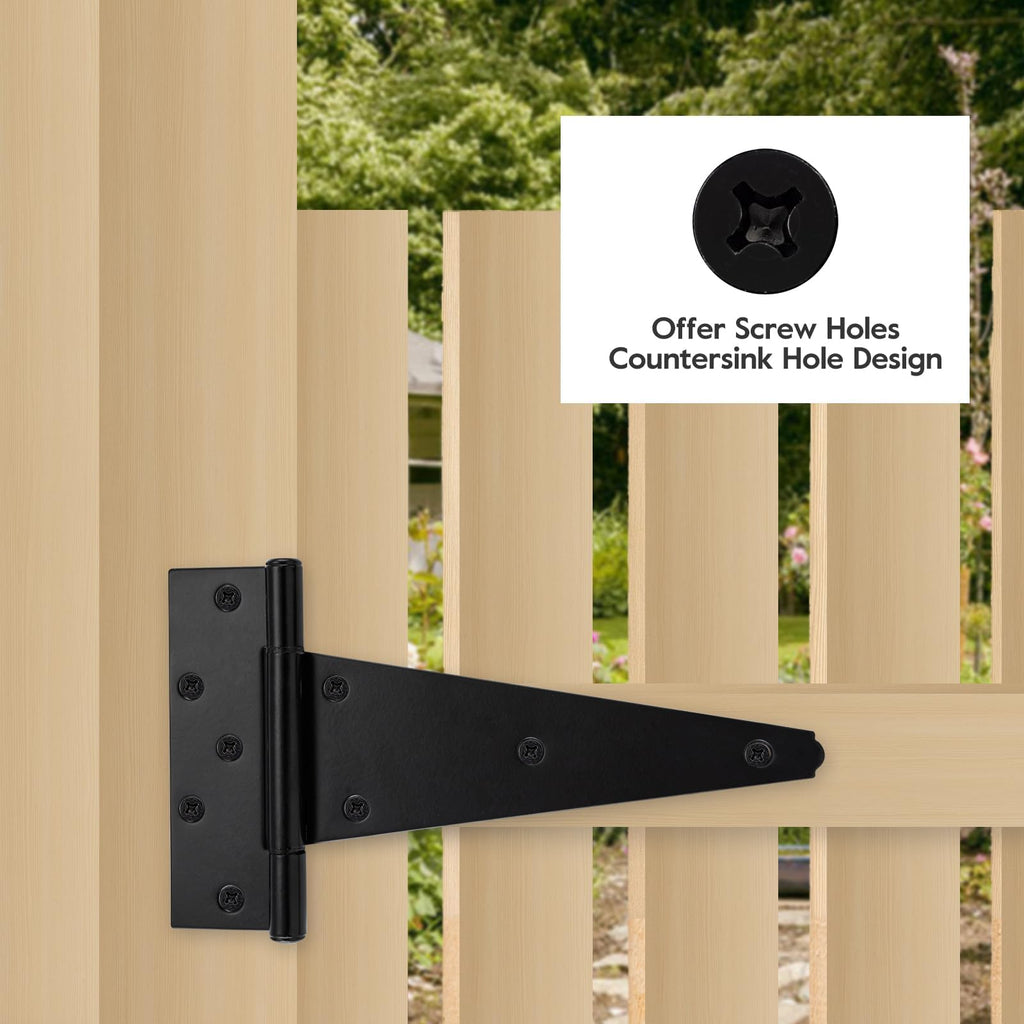 10" Heavy Duty Gate Hinges, 4 Pack T Strap Hinges
