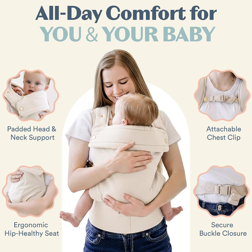Ergonomic Hip-Healthy Baby Carrier, Front-Back Carry, 7-35 lbs, Vanilla