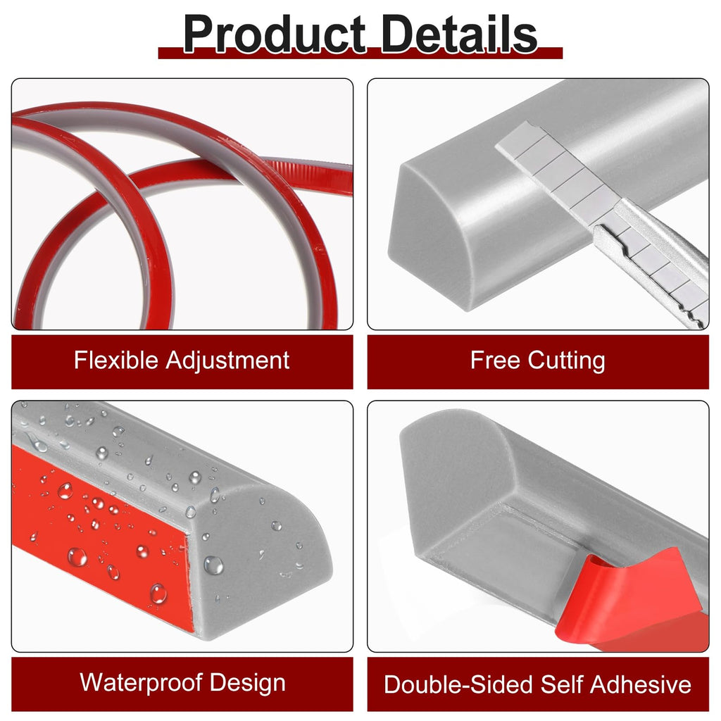 157 Inch Flexible Quarter Round Molding Silicone Peel and Stick Trim Self Adhesive Shower Water Barrier for Corner