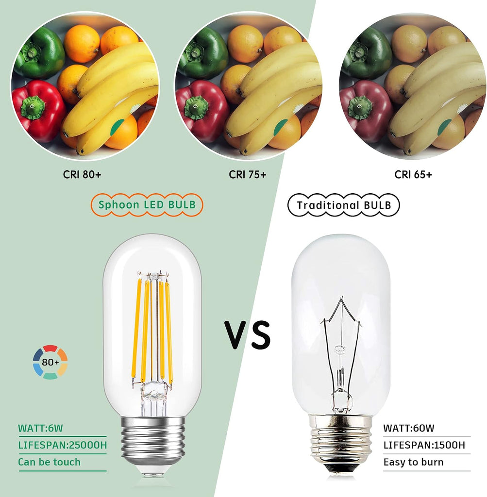 Tubular led Bulb,6w e26 Bulb T45 T14,60W Edison Vintage Bulbs,Warm White