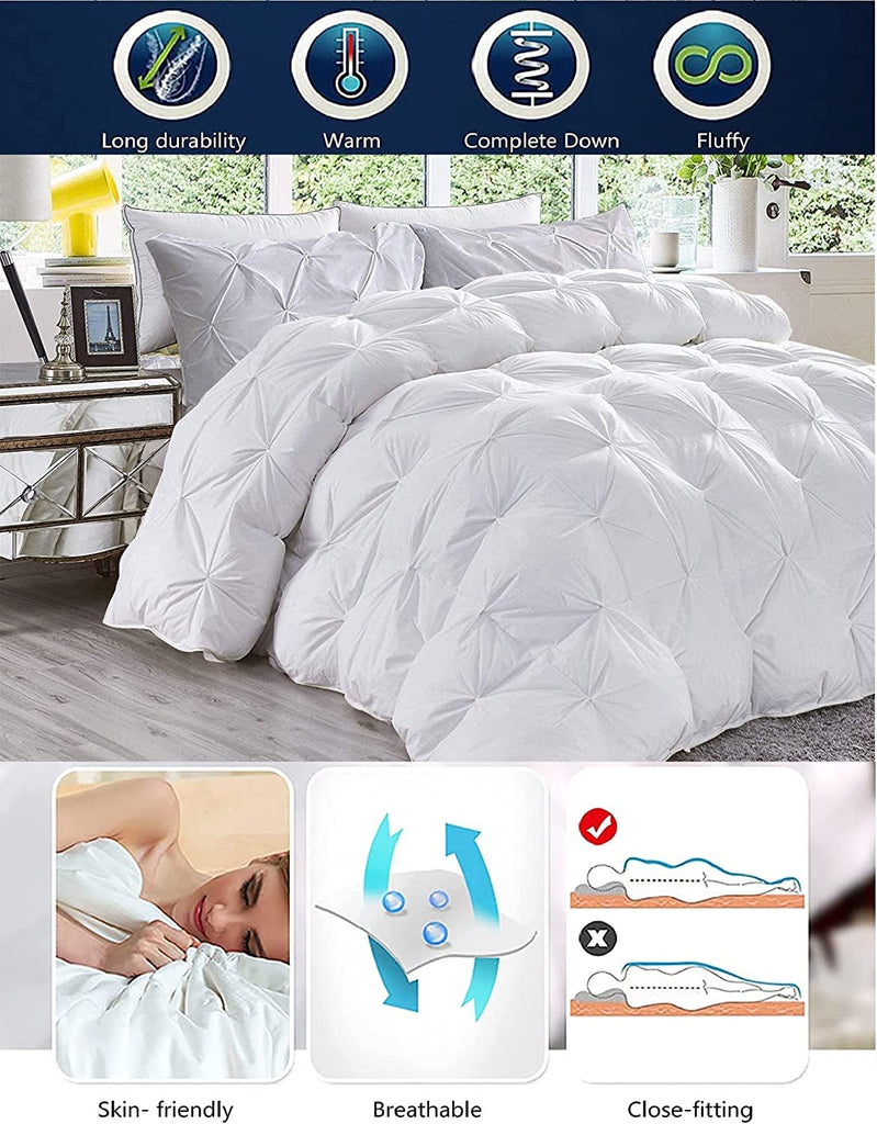 Burgundy Down Alternative Pinch Pleated Comforter- Oversized King Plus 128 x 120 Inches 1 Piece All-Season Duvet