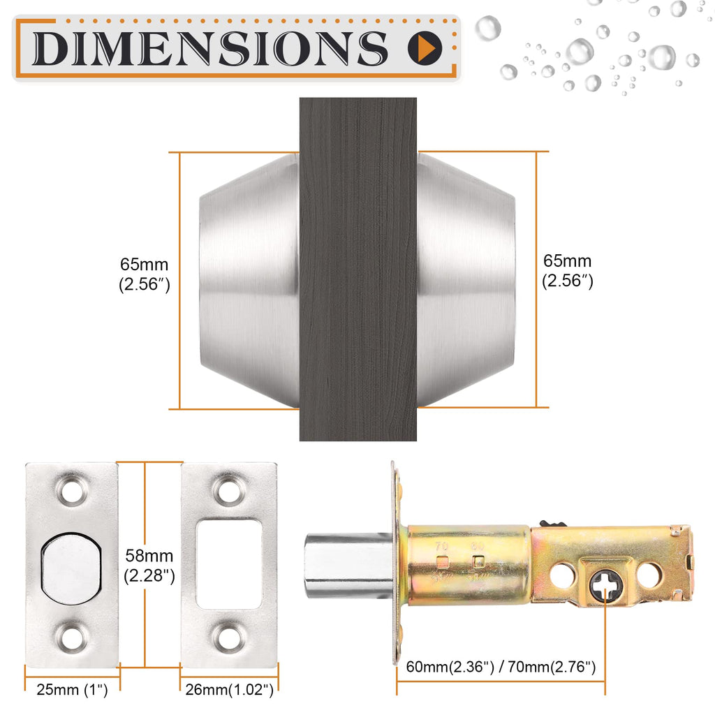 Satin Nickel Double Cylinder Deadbolt with 2 Side(Both) Keyed Round Modern Contemporary Deadbolt Door Lock for