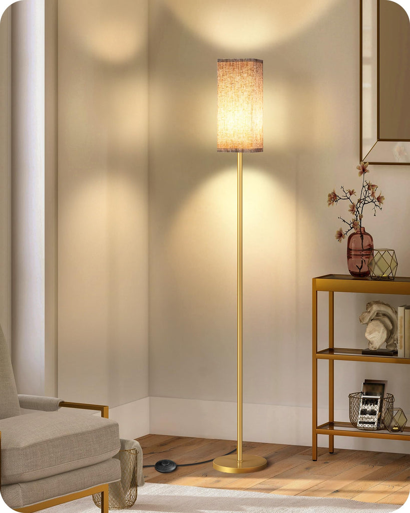 64.2" Dimmable Floor Lamp with Remote and Foot Switch, Corner Floor Lamp, Includes 10W A19 Bulb, Modern Standing