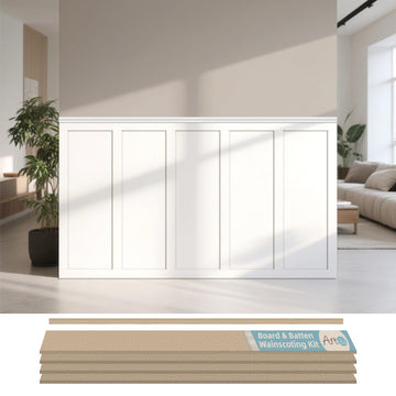 MDF Premade Paintable Board and Batten Wainscoting Kit, 94.5 x 54 in