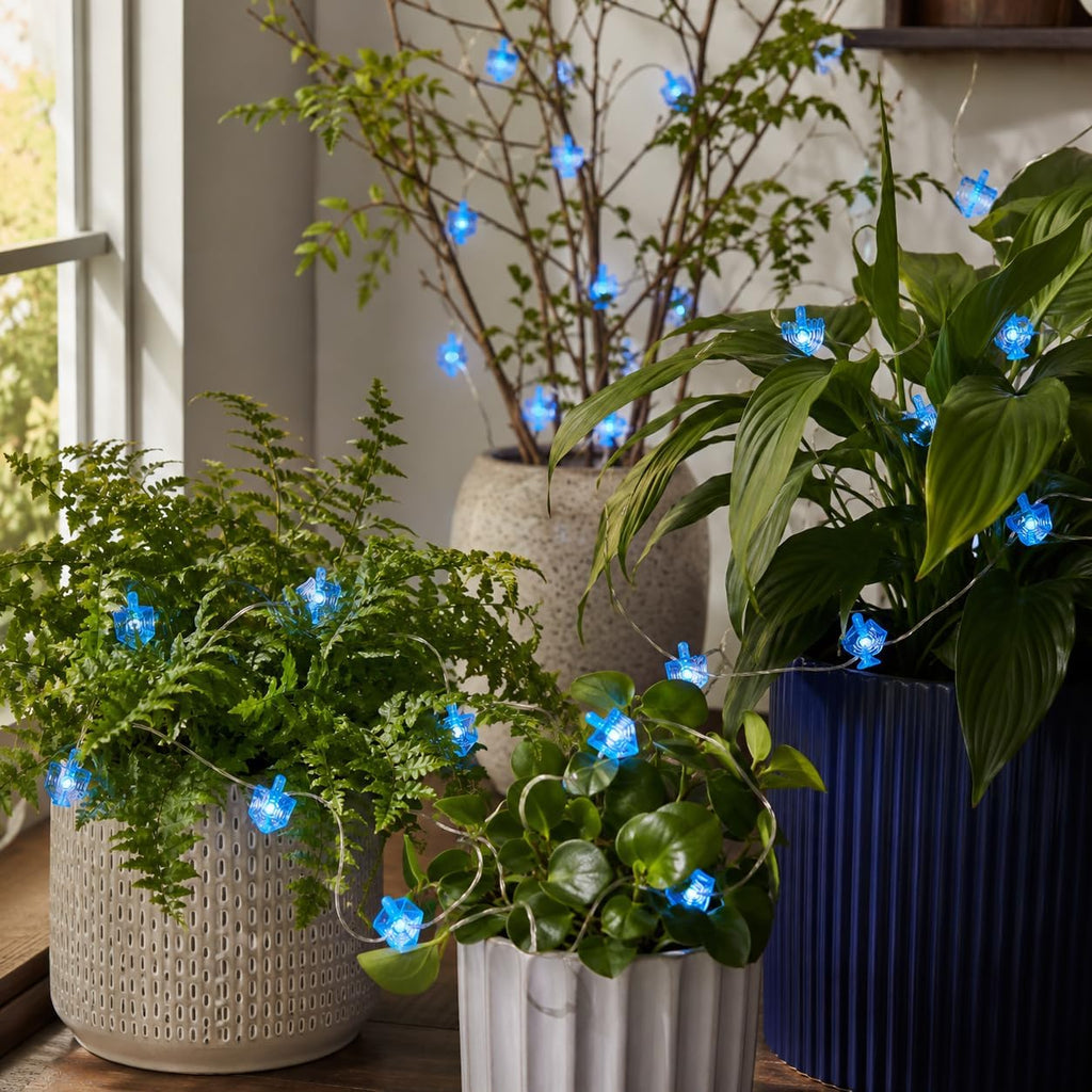 Hanukkah LED String of Lights and Dreidel Designs 10 Feet with 40 Lights (Single) - Set of 40