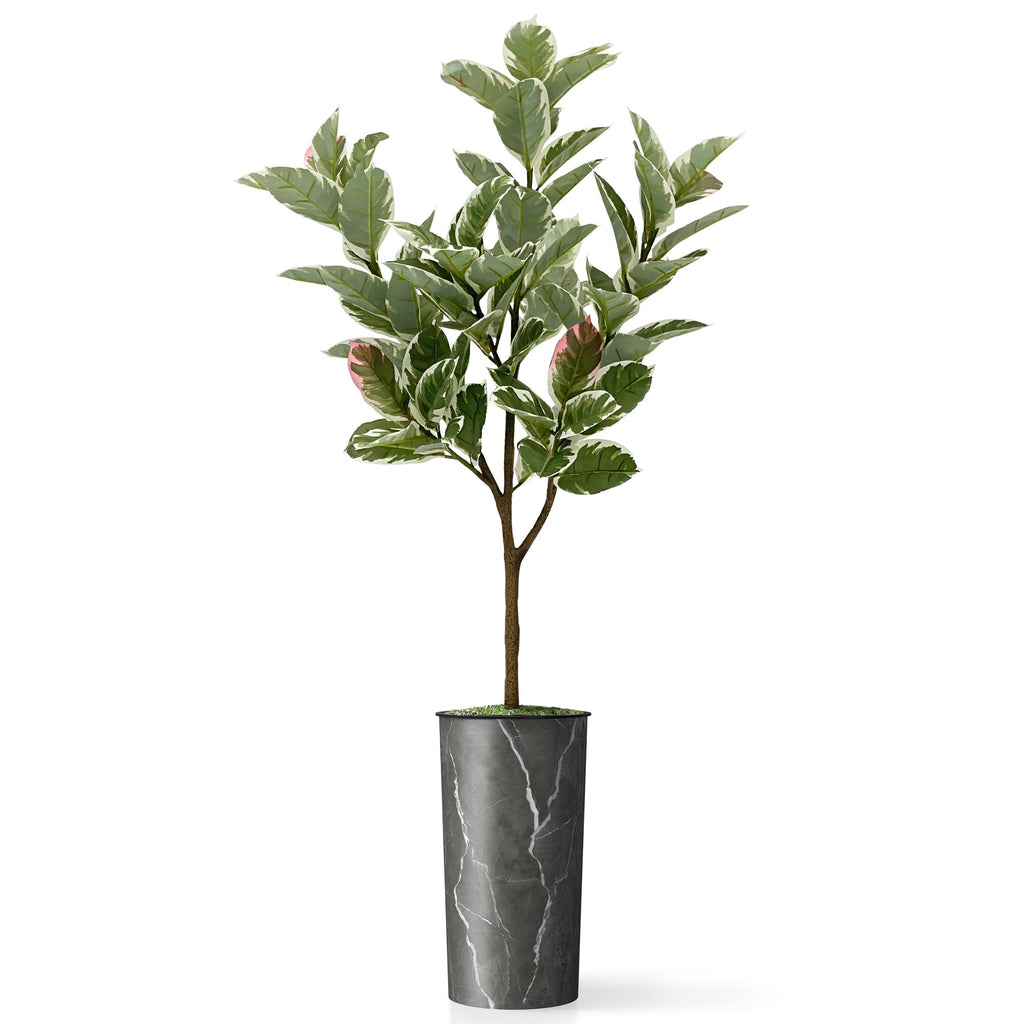 Tree in Modern Granite Effect Planter, Fake Rubber Silk TRE for Indoor and Outdoor Home Decoration - 70" Overall Tall