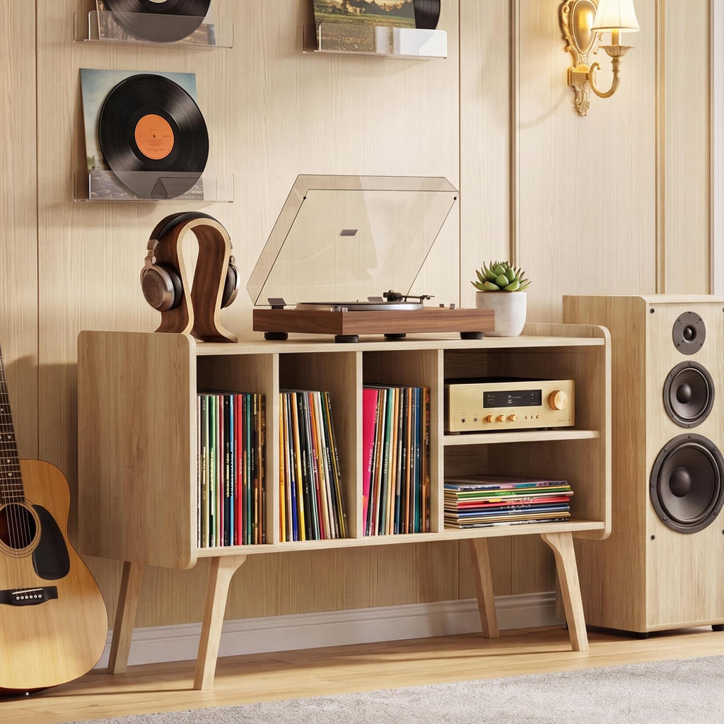 Large Record Player Stand, 32" Turntable Stand, Nature