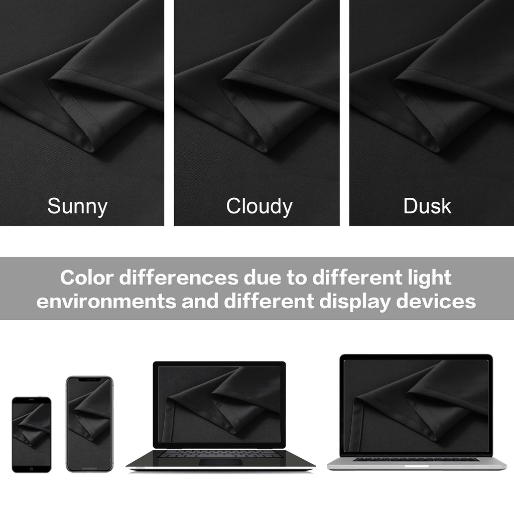 2 PCs Blackout Extra Long Black Curtains 2 Panels, 52" W x 132''L