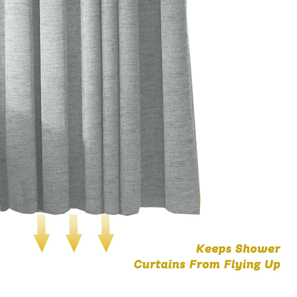 Grey Built in Hooks, Linen Style 72x76" Bathroom Heavy Duty