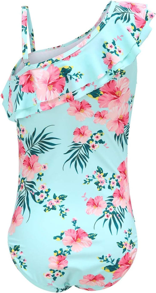 Girls One Piece Swimsuits Hawaiian Ruffle Swimwear Beach Bathing Suit