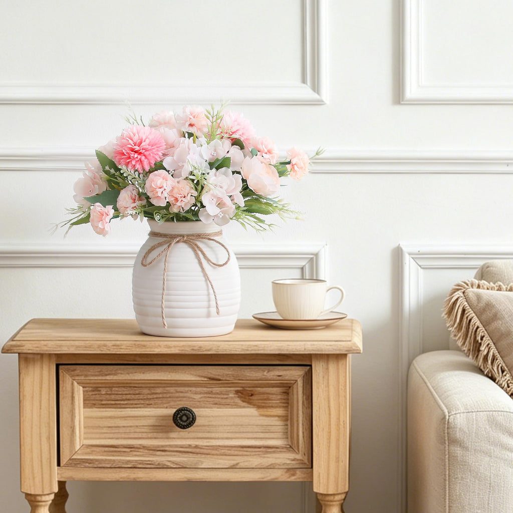 Artificial with Ceramic Vase, Faux Silk Peony & Bouquet