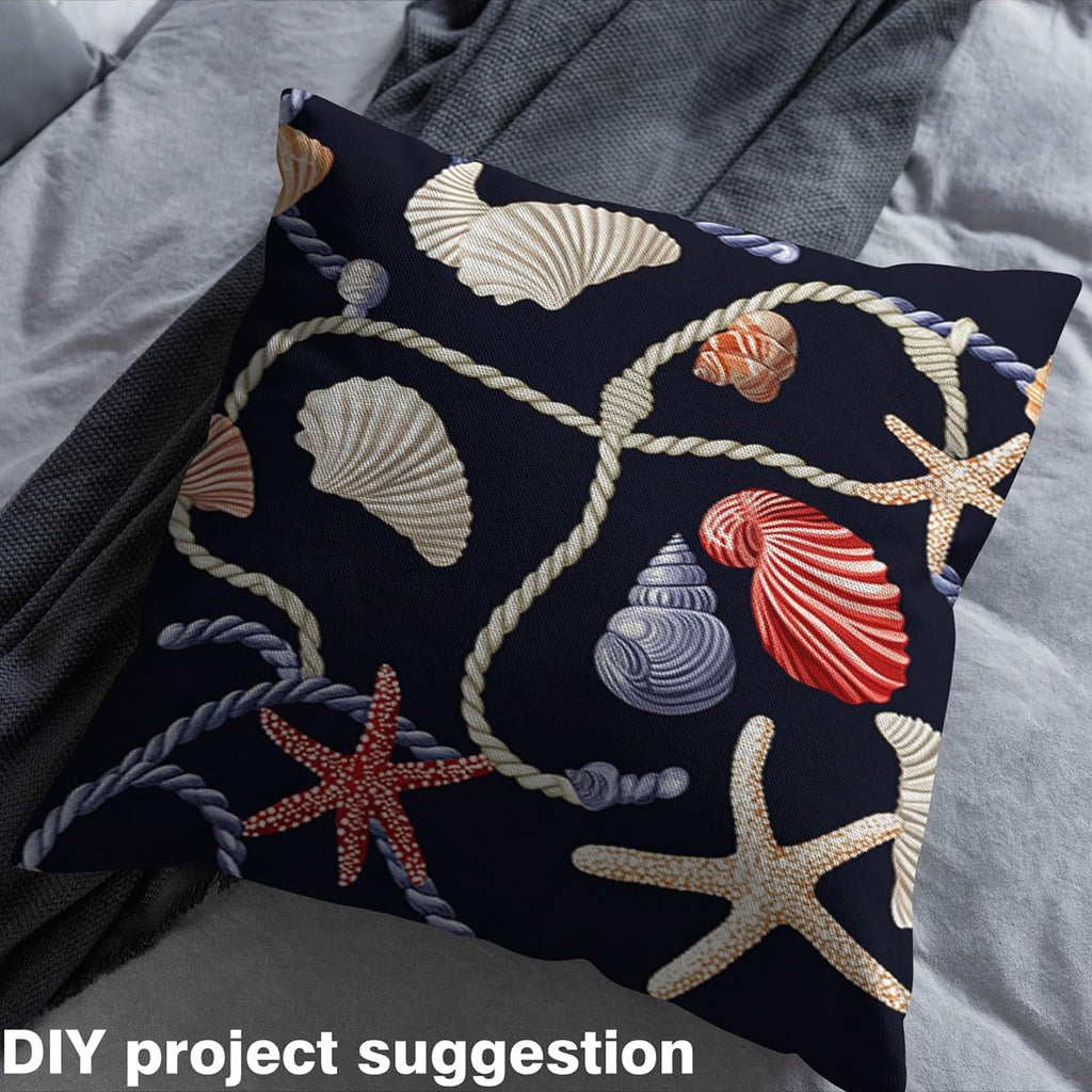 Watercolor Starfish Fabric by The Yard Wild Sealife Shell Nautical Rope No Stretch Fabric Coastal Ocean Creature